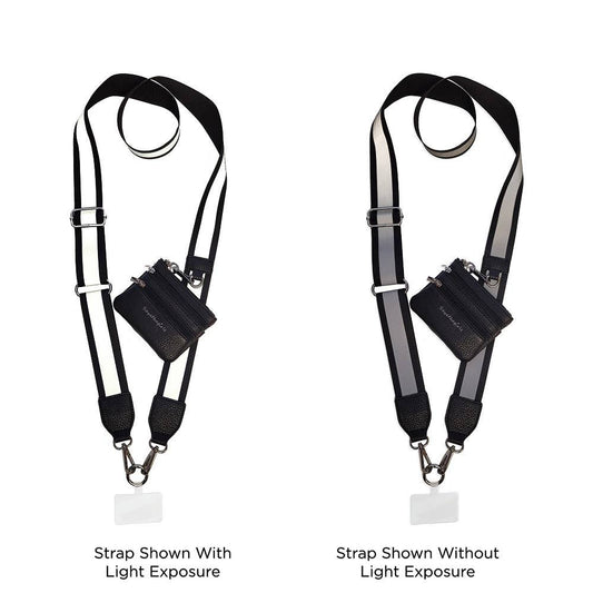 Clip & Go Crossbody Strap with Pouch - Reflective Collection: Black