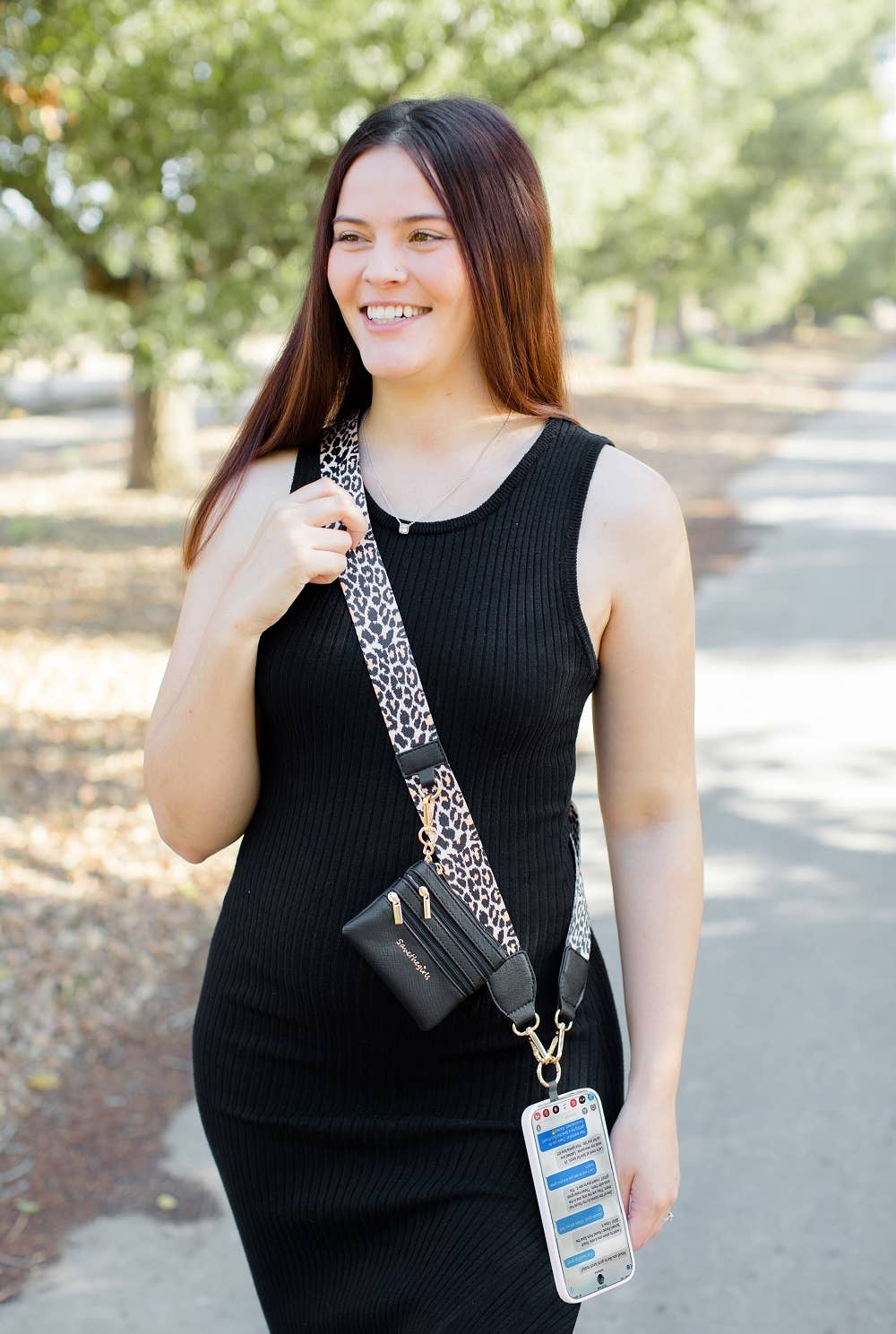 Clip & Go Crossbody Strap w/Zippered Pouch: Leopard