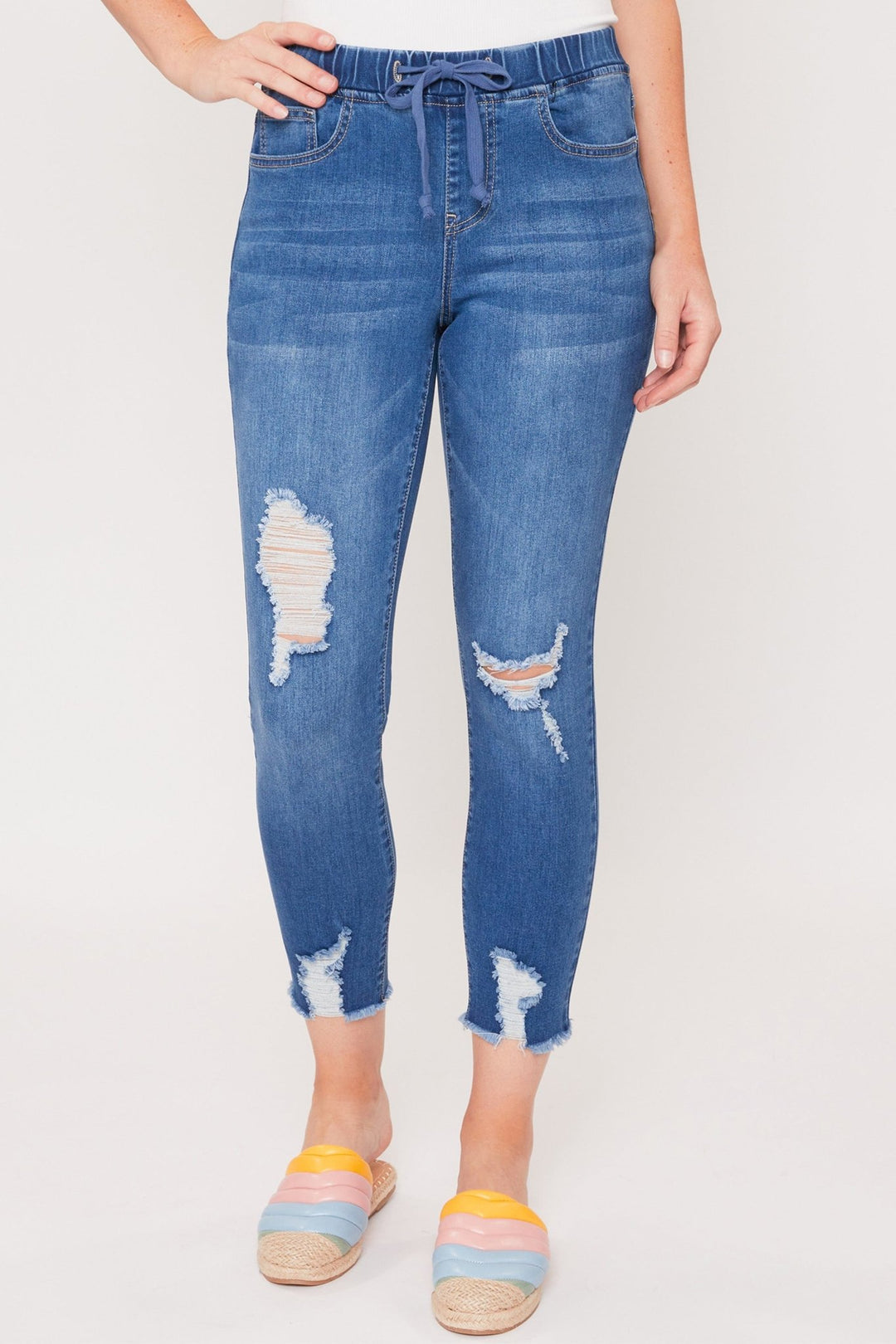 High Rise Medium Wash Joggers