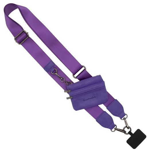 Clip & Go Crossbody Strap with Pouch - Solid Collection: Purple