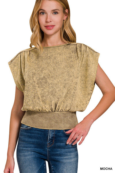 Mocha Banded Dolman Top