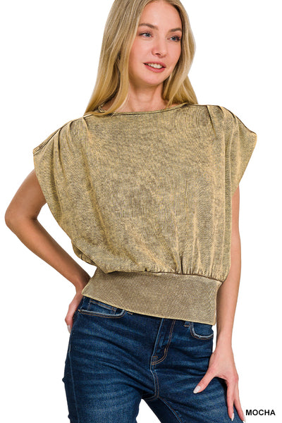 Mocha Banded Dolman Top