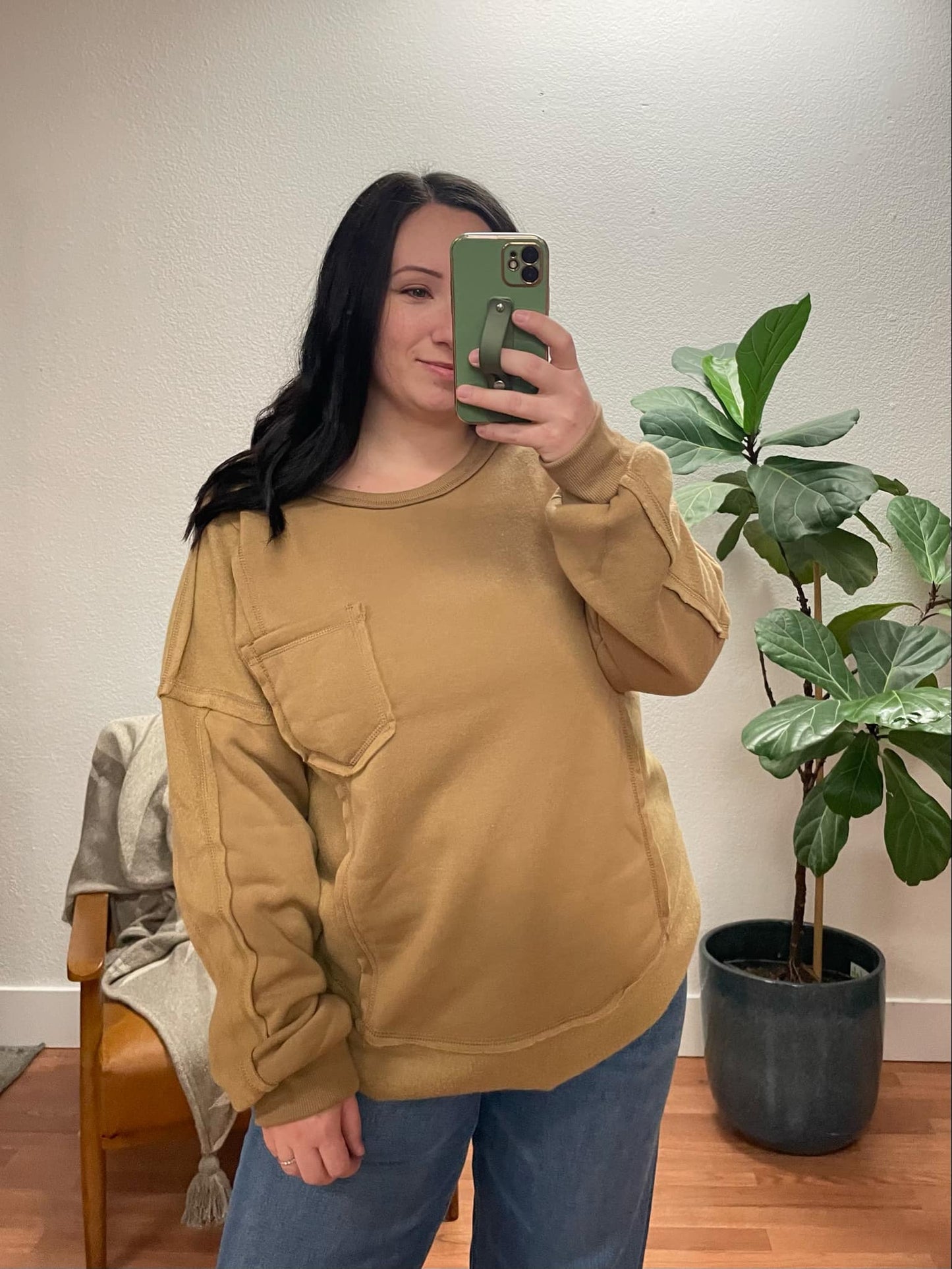 Mocha French Terry Oversized Top