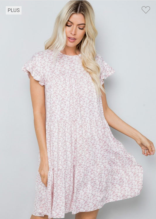 Mauve Floral Babydoll Dress