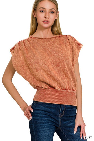 Rust Banded Dolman Top