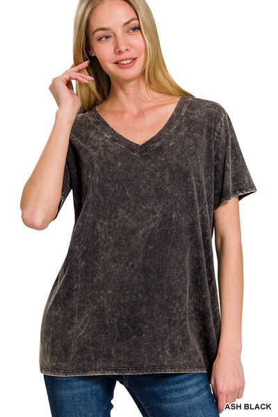 Ash Black Washed Short Sleeve Top