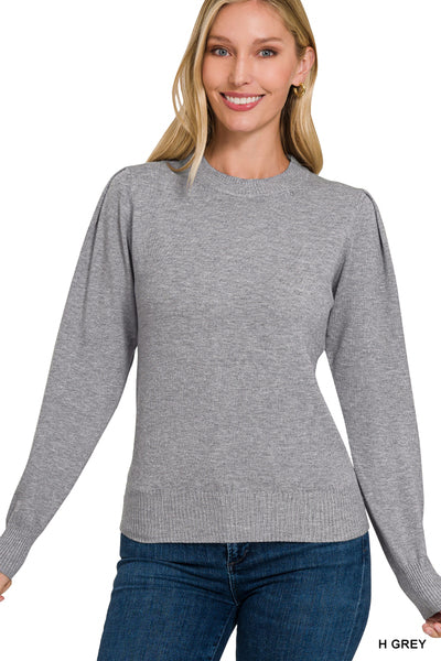 Grey Twist Sleeve Sweater