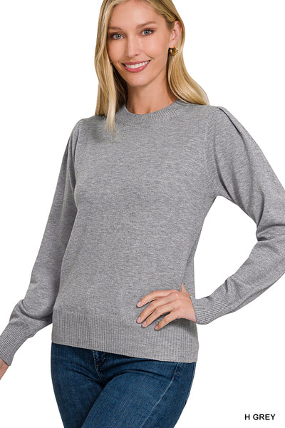 Grey Twist Sleeve Sweater