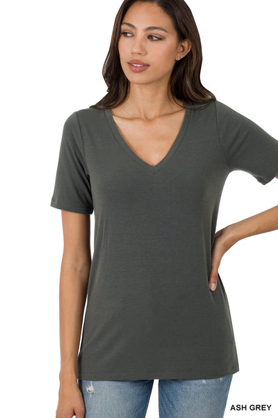 Ash Grey Basic V Neck