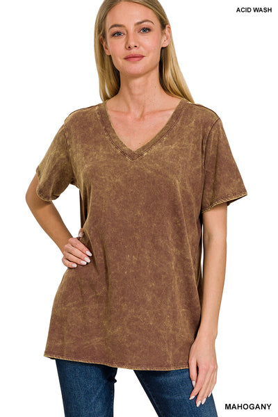 Mahogany Washed Short Sleeve Top