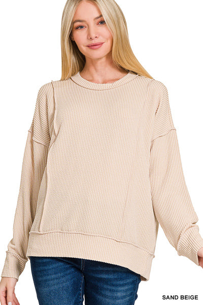 Sand Corded Rib Pullover