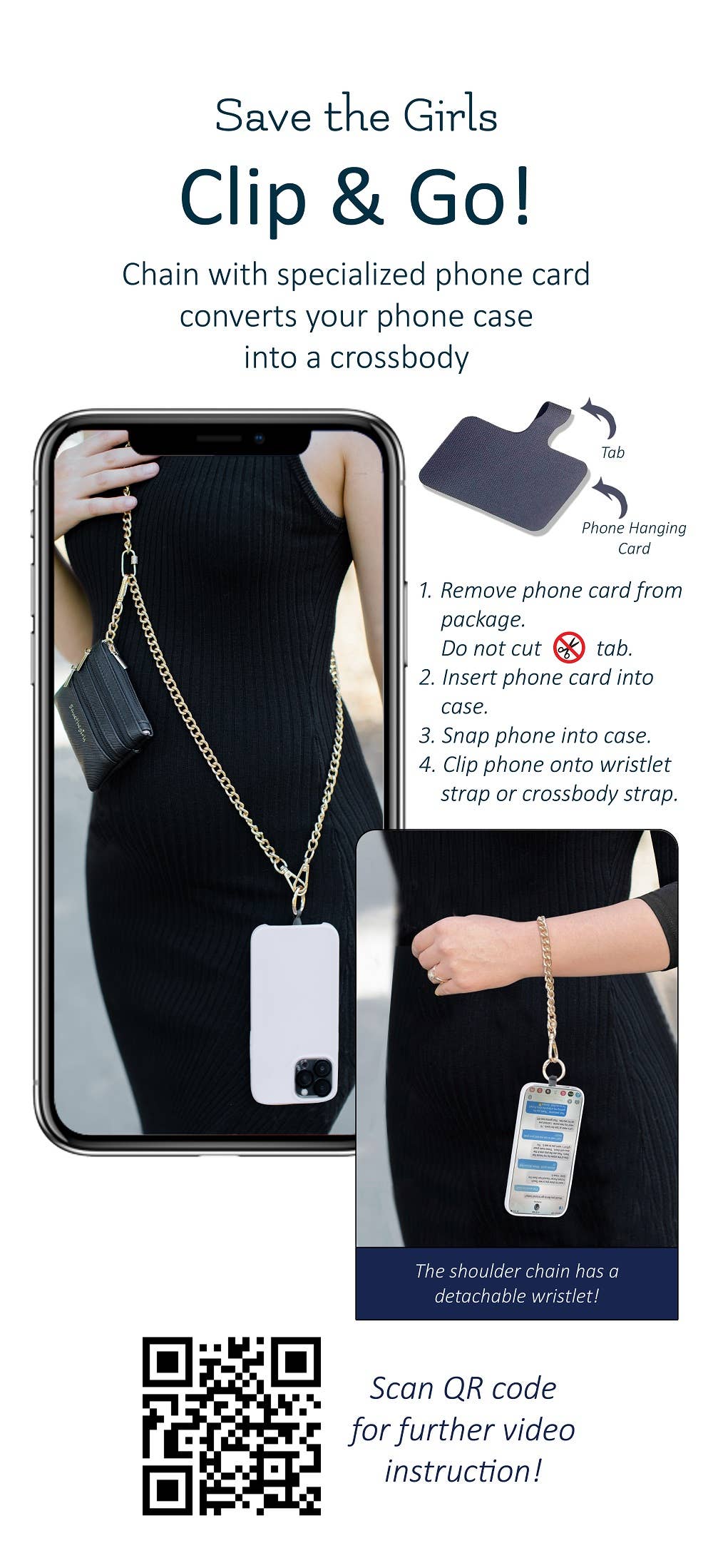 Clip & Go Crossbody Phone Accessory : Gun Metal